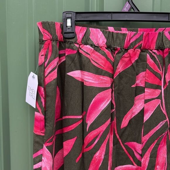 Women's Hawaiian Tropical Print Linen-Blend Slip Skirt with Side Slit, Size XL - Picture 4 of 12